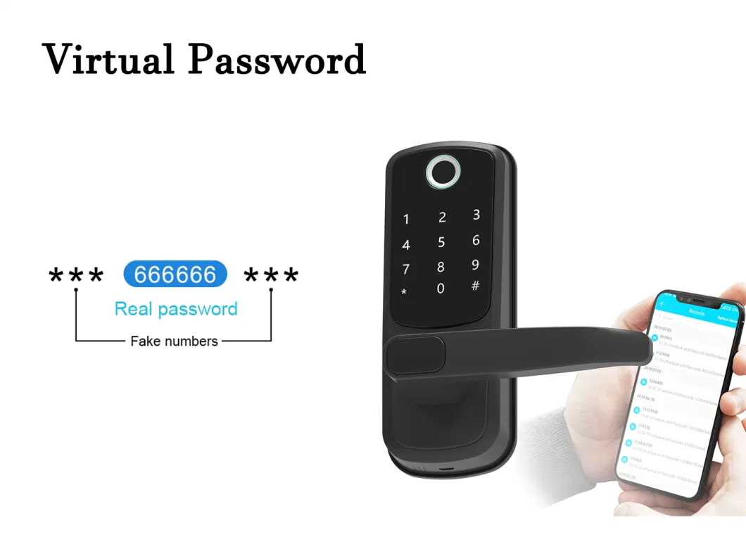 High Security Anti-Peep Code Fingerprint Door Handle WiFi APP Intelligent Digital Smart Door Lock