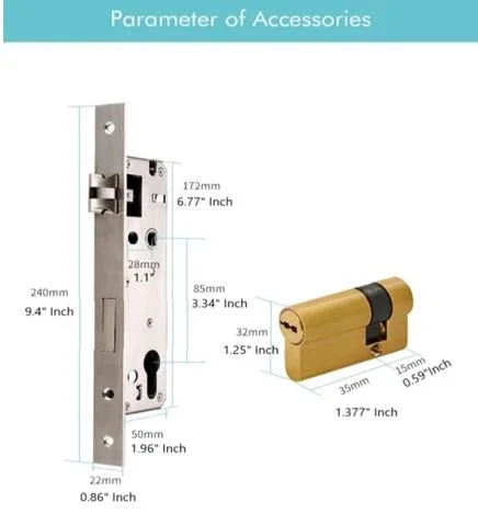 Smart Fingerprint Door Lock, Keyless Entry Door Lock with Reversible Handle, 6 in 1 Touchscreen Keypad Digital